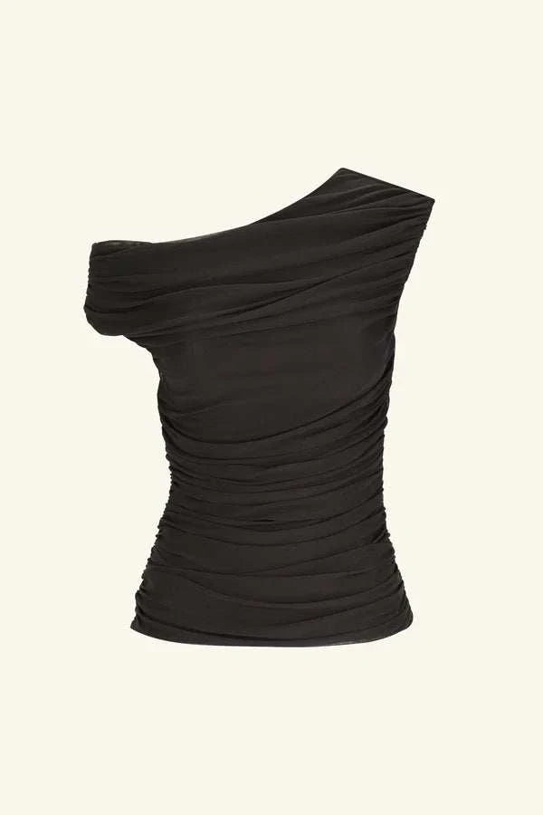 Shona Joy Mira Off Shoulder Top Ganache