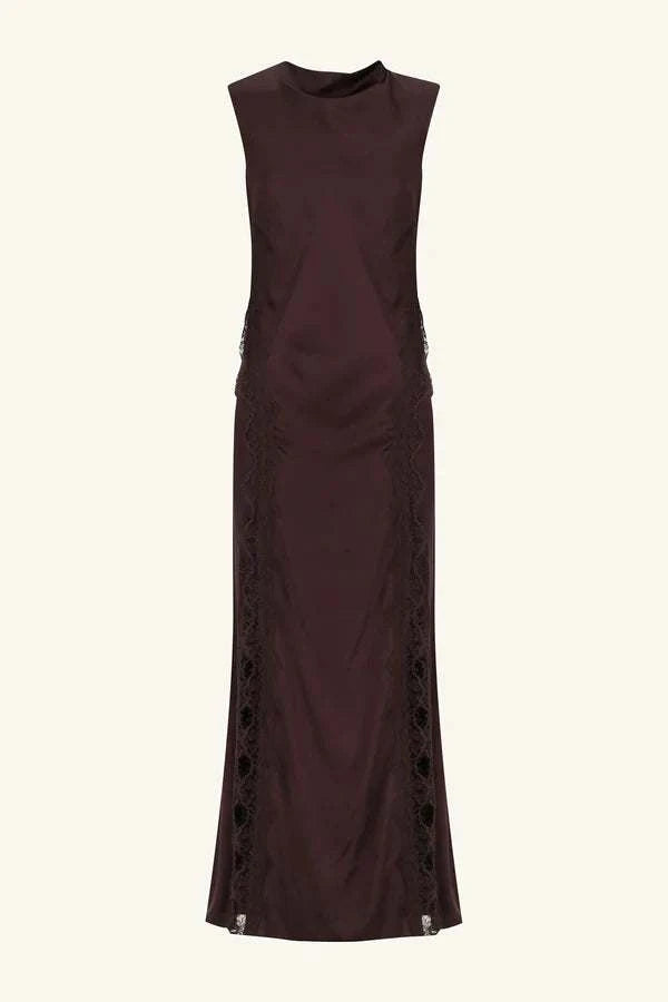Shona Joy Allegra Lace Panelled Maxi Dress Espresso