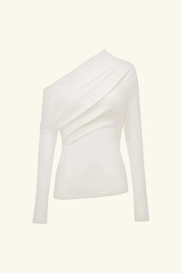Shona Joy Aby Asymmetrical Jersey Top Ivory