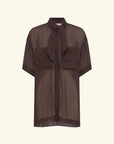 Shona Joy Maddox Short Sleeve Neck Tie Shirt Ristretto Sky