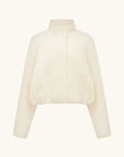 Shona Joy Crosby Wool Blend Cropped Bomber Jacket Ivory