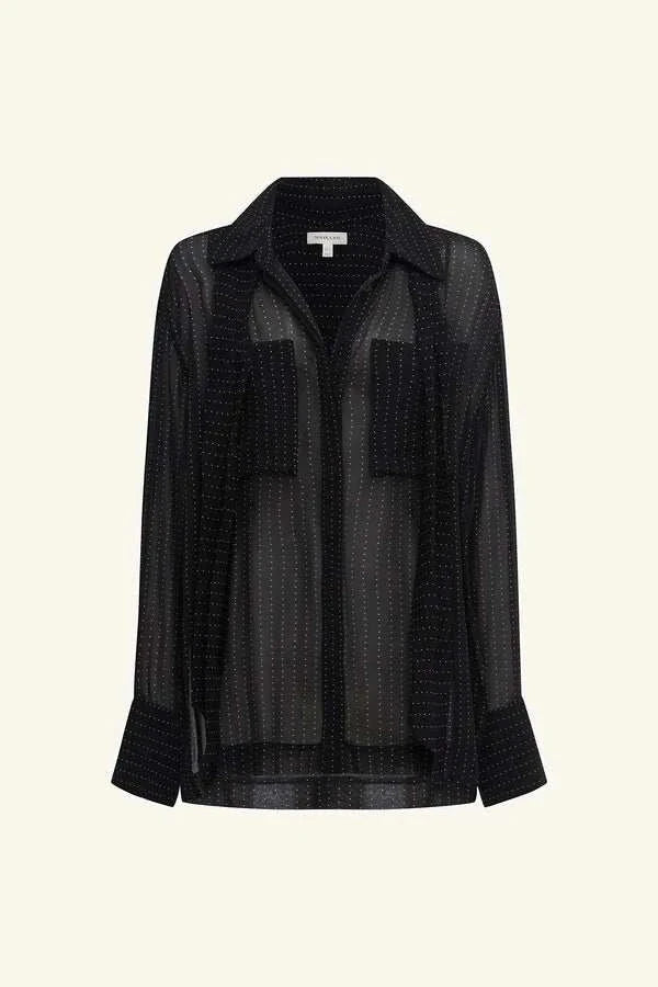 Shona Joy Irving Polka Dot Sheer Shirt Black