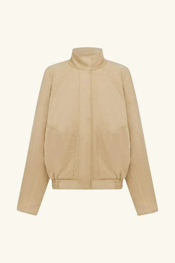 Shona Joy Ernest Faux Suede Bomber Jacket Sand