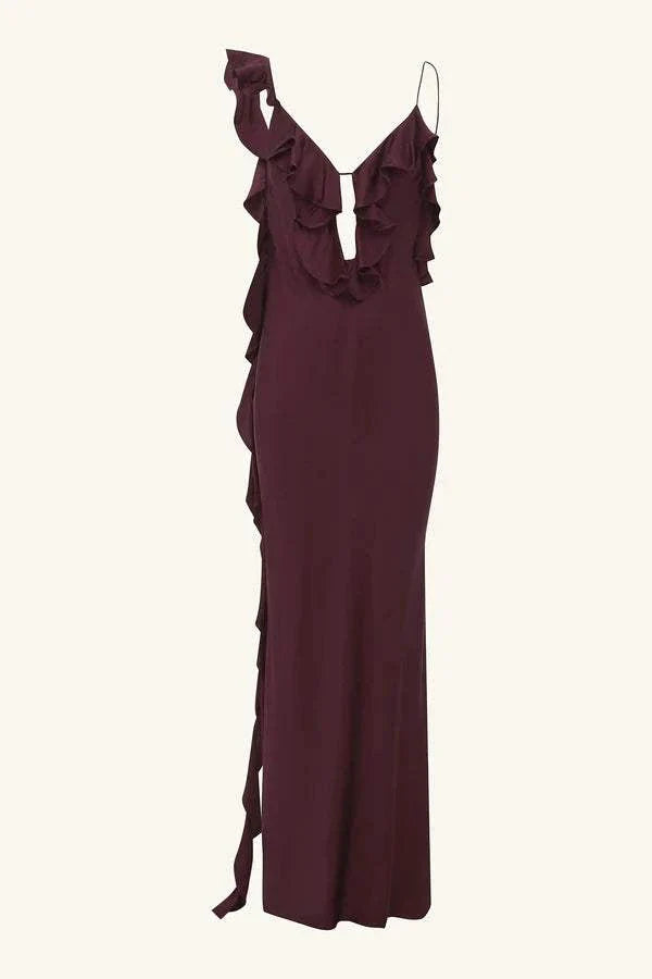 Shona Joy Agnes Ruffle Slip Bias Maxi Dress Wine Tasting