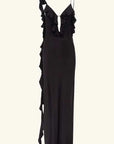Shona Joy Ruffle Slip Maxi Dress Black