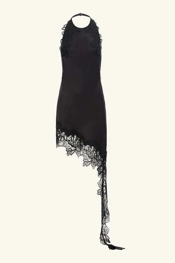 Shona Joy Eniko Lace Open Back Mini Dress Black