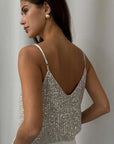 Charli Sienna Sequin Top Silver One Size