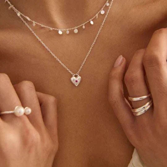 Murkani Love You Small Heart Necklace Silver