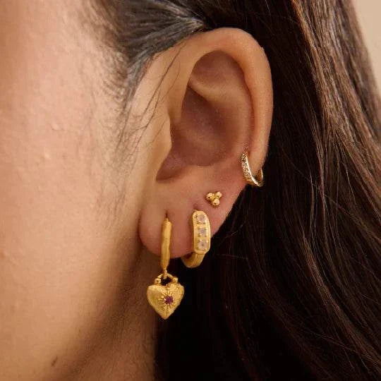 Murkani Love You Small Heart Huggie Earrings Gold