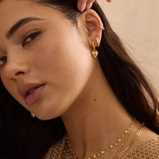 Murkani Love You Small Heart Huggie Earrings Gold