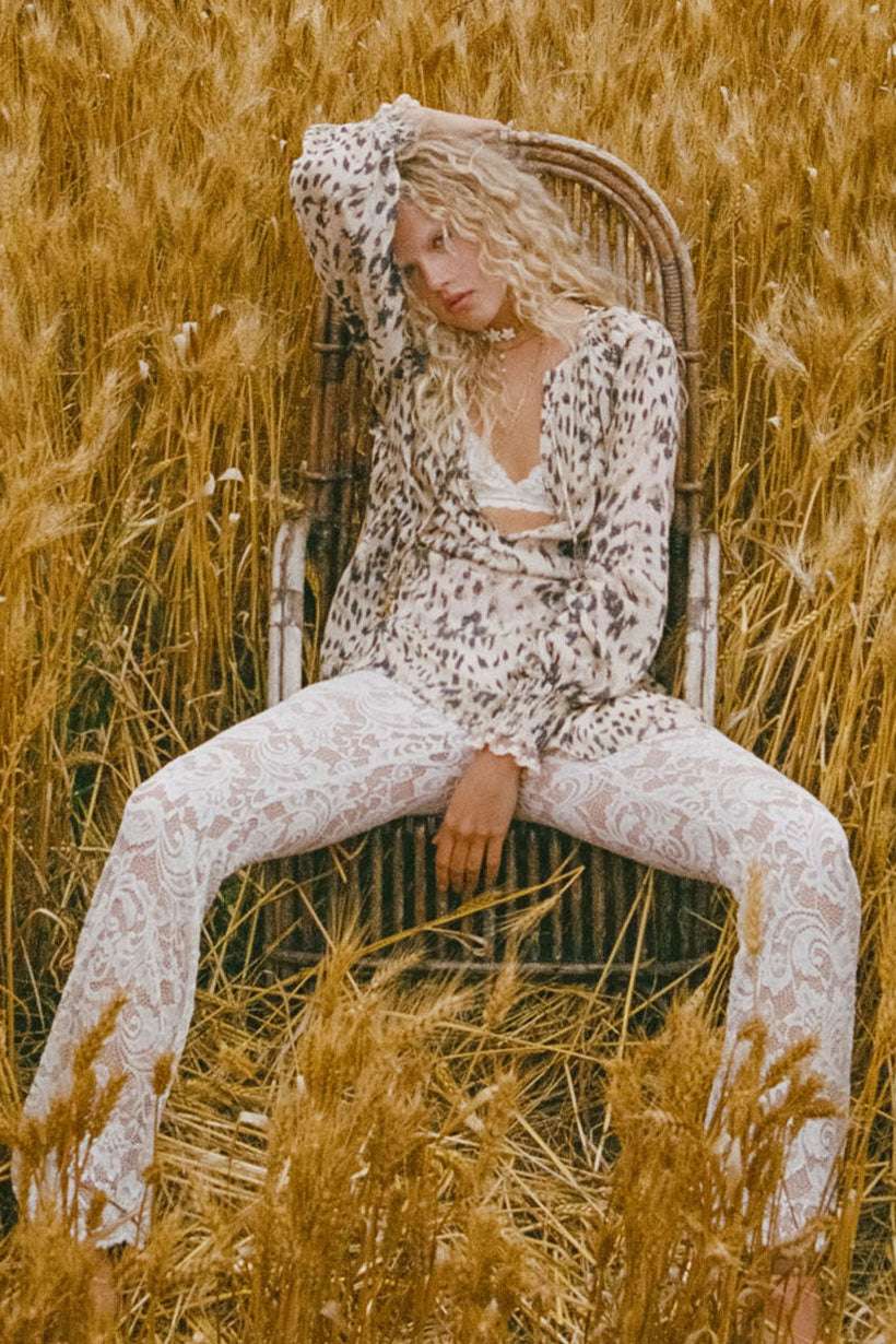 Spell Snow Leopard Asymmetric Blouse Animal