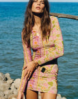 Spell Goldie Shimmer Mini Dress Desert Rose