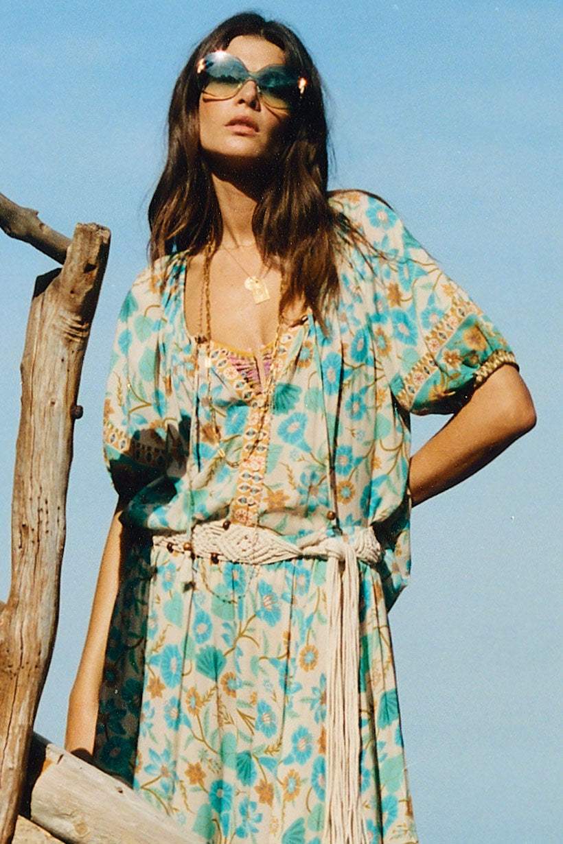 Spell Goldie short sleeve blouse lagoon
