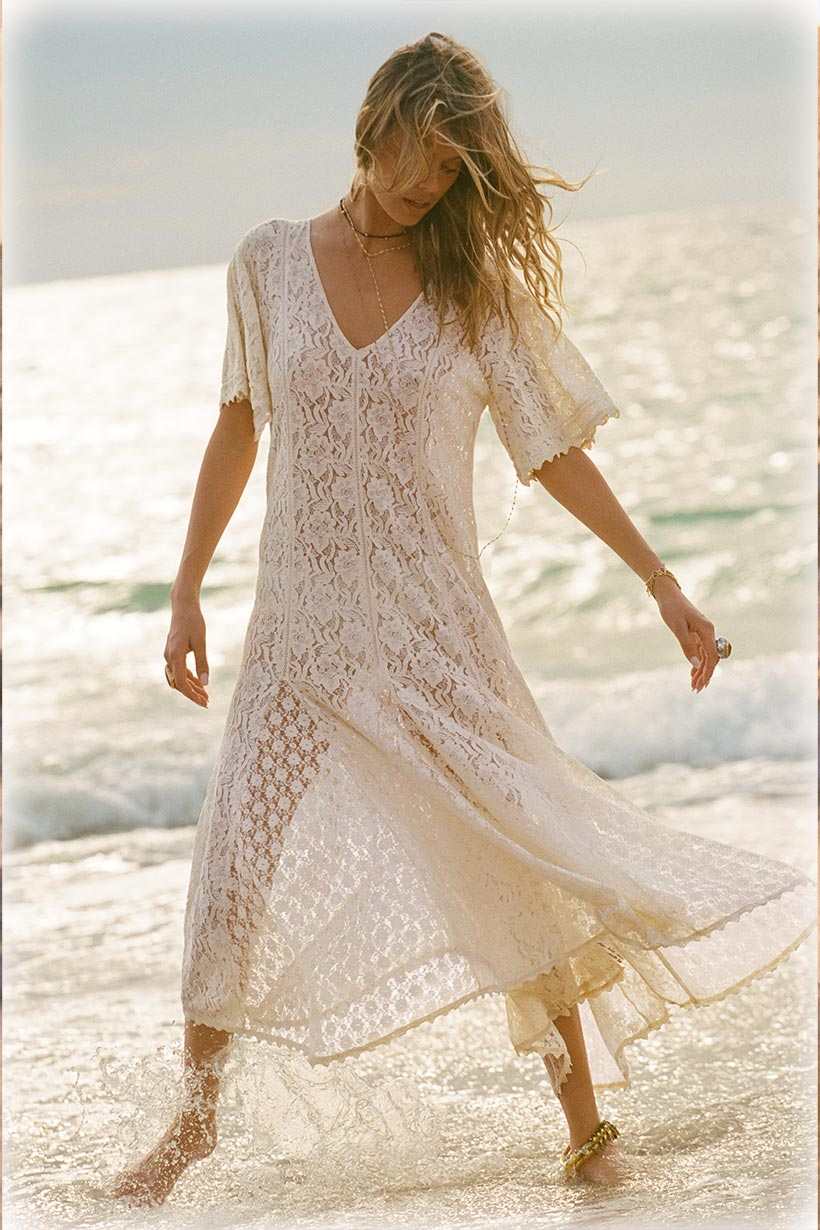 Spell Lux Lisbon Lace Handkerchief Dress Vintage Cream