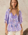 Spell Sannah Short Sleeve Blouse Lavender