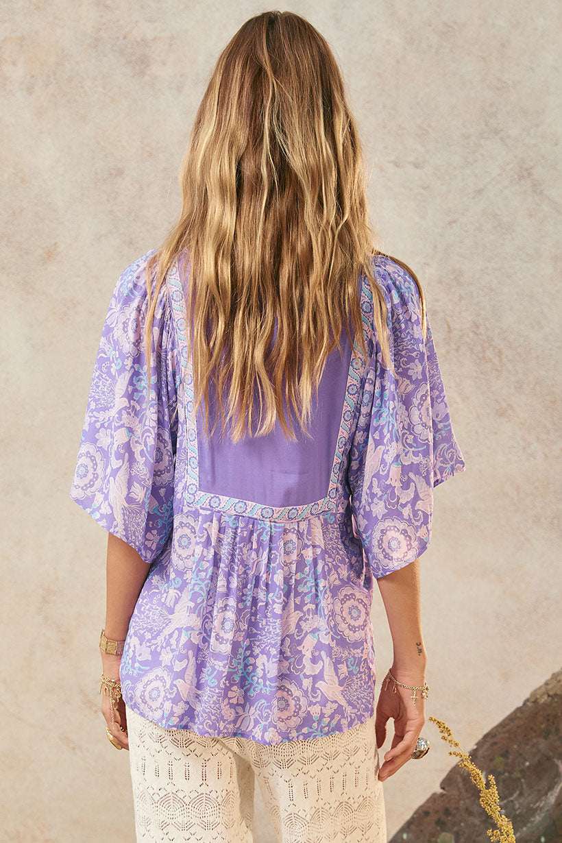 Spell Sannah Short Sleeve Blouse Lavender