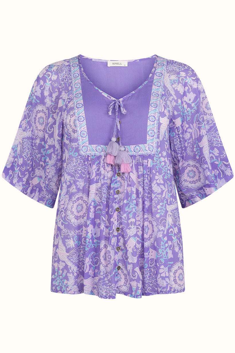 Spell Sannah Short Sleeve Blouse Lavender