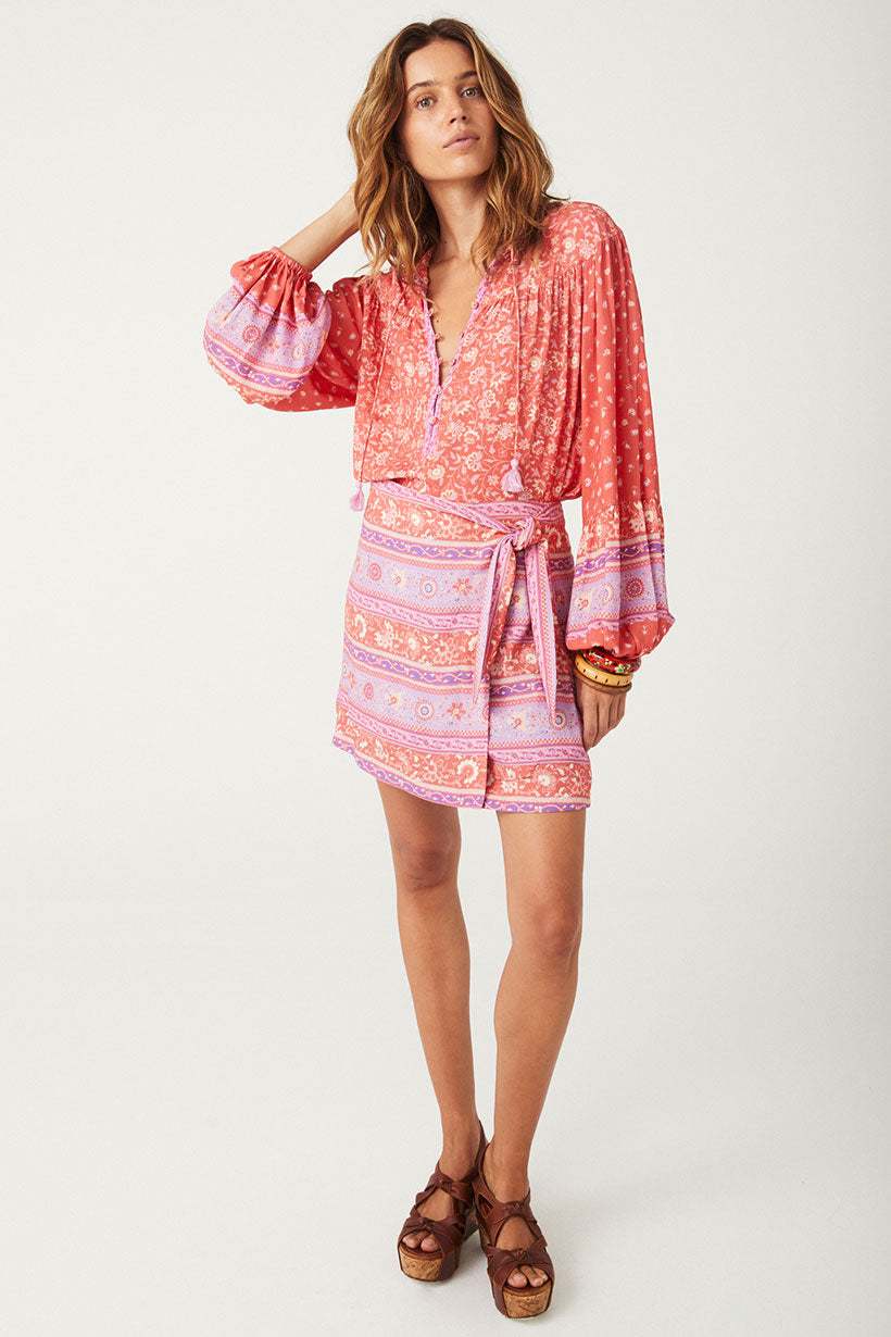 Spell Sunshine Bandit Wrap Mini Skirt Cayenne
