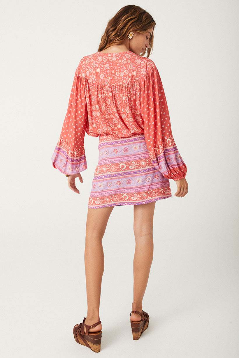 Spell Sunshine Bandit Wrap Mini Skirt Cayenne