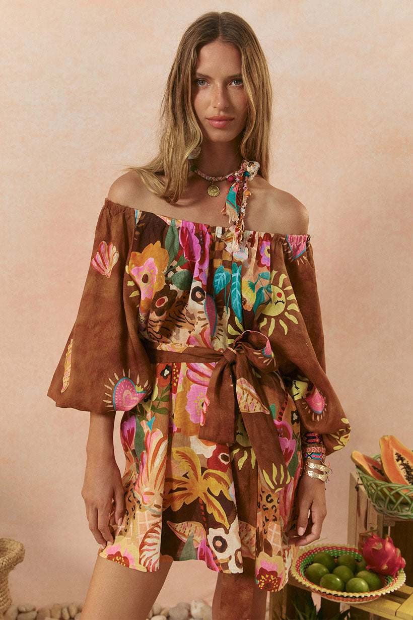 Spell Birth Of Venus Tunic Dress Caramel