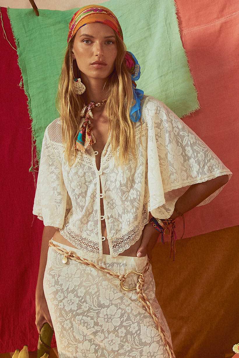 Spell Free Love Lace Crop Vintage Cream