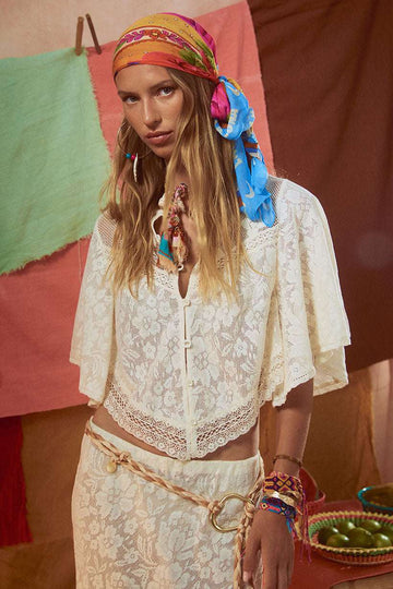 Spell Free Love Lace Crop Vintage Cream