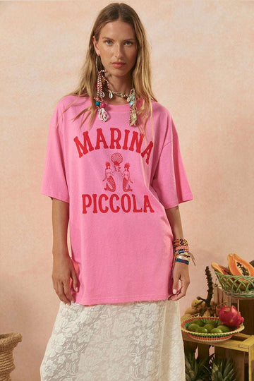 Spell Marina Piccola Oversized Biker Tee Cosmos Pink