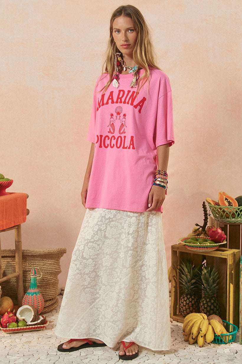 Spell Marina Piccola Oversized Biker Tee Cosmos Pink