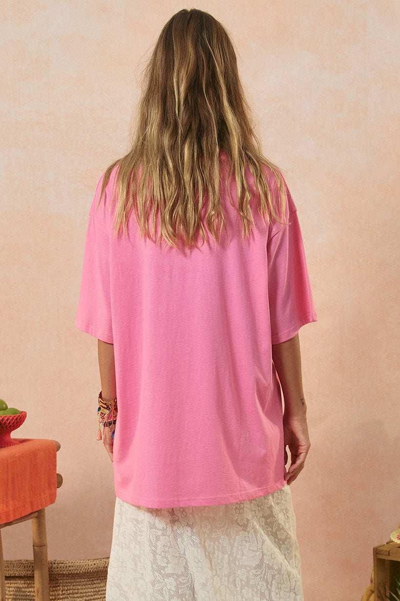 Spell Marina Piccola Oversized Biker Tee Cosmos Pink