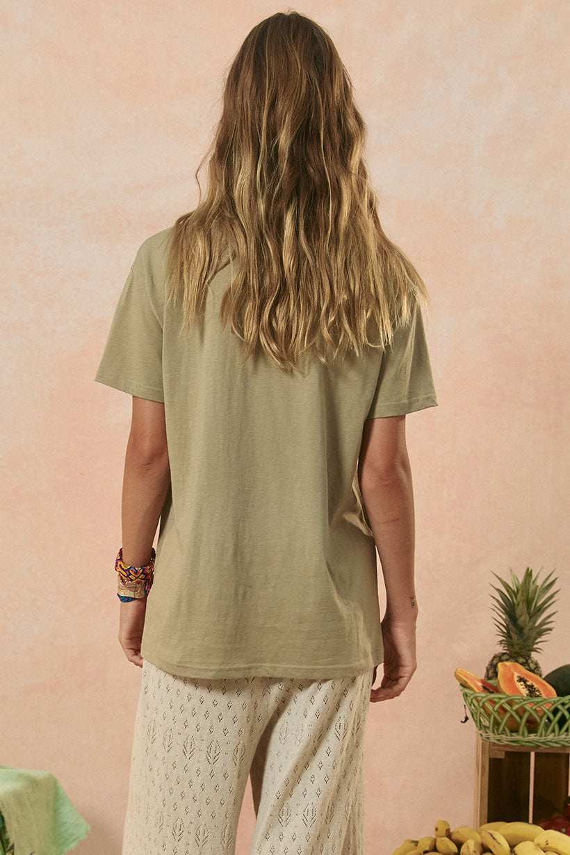 Spell Mermaid Truckstop Biker Tee Khaki