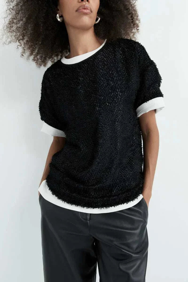 St Agni Feathered Silk Tee