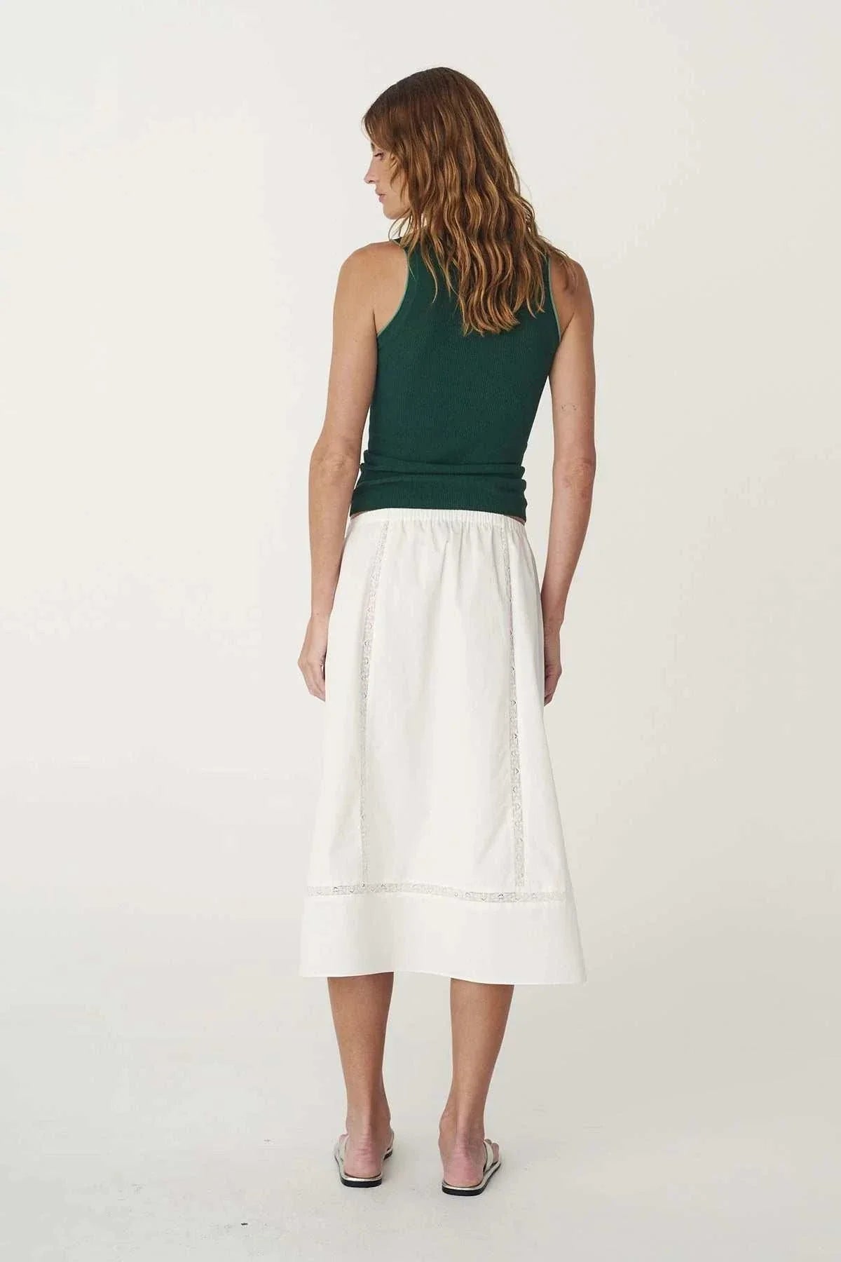 Rowie Suri Lace Midi Skirt Bone