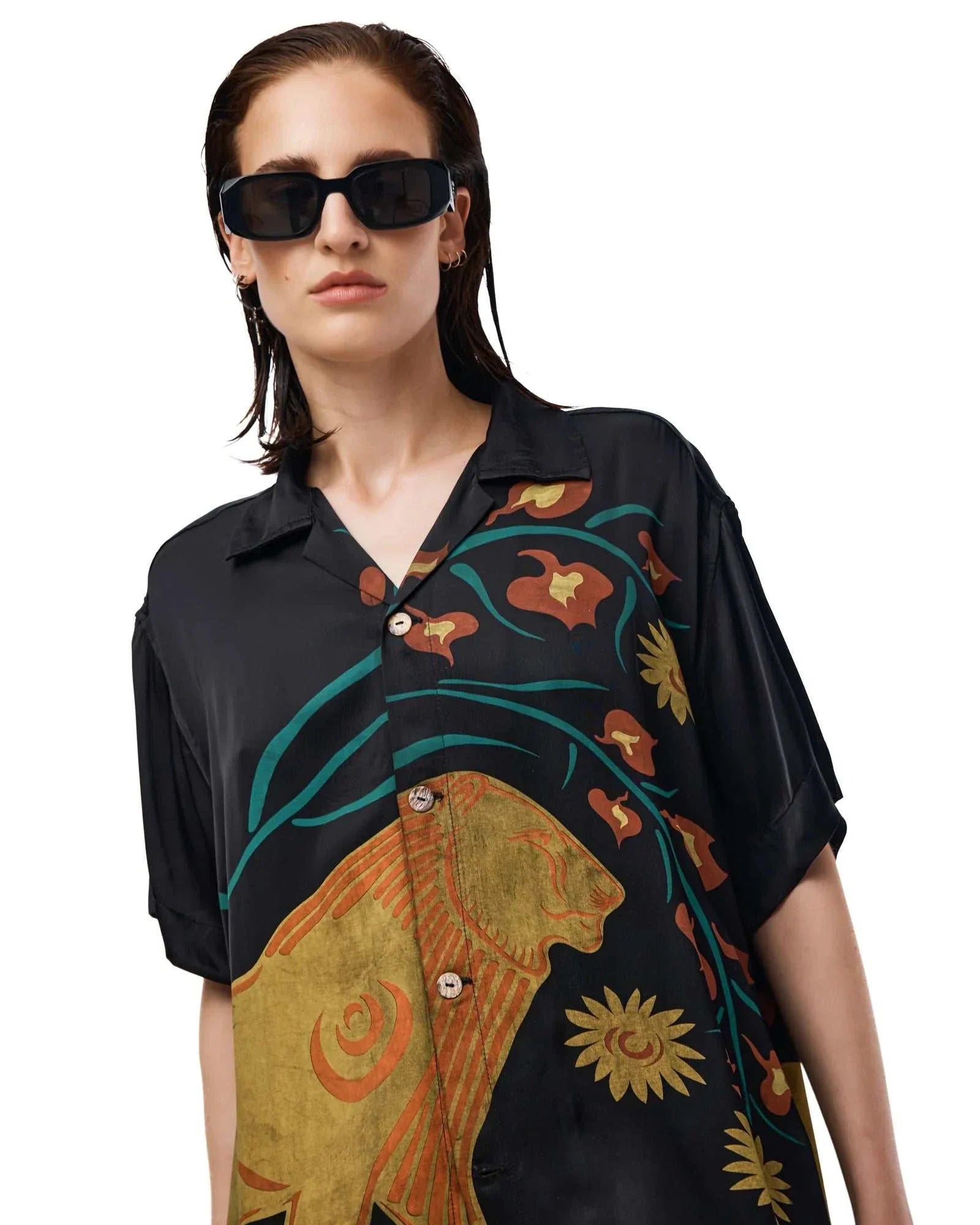 The Tales Prowling Lion Camp Shirt Black