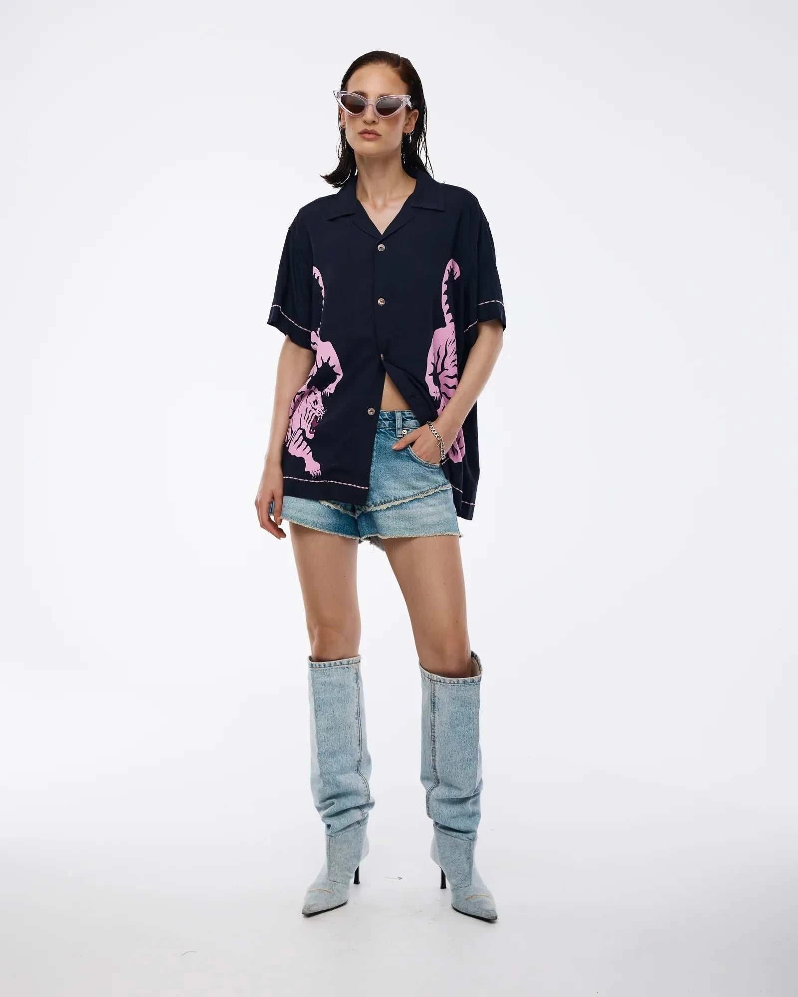 The Tales Crouching Tiger Camp Shirt Midnight