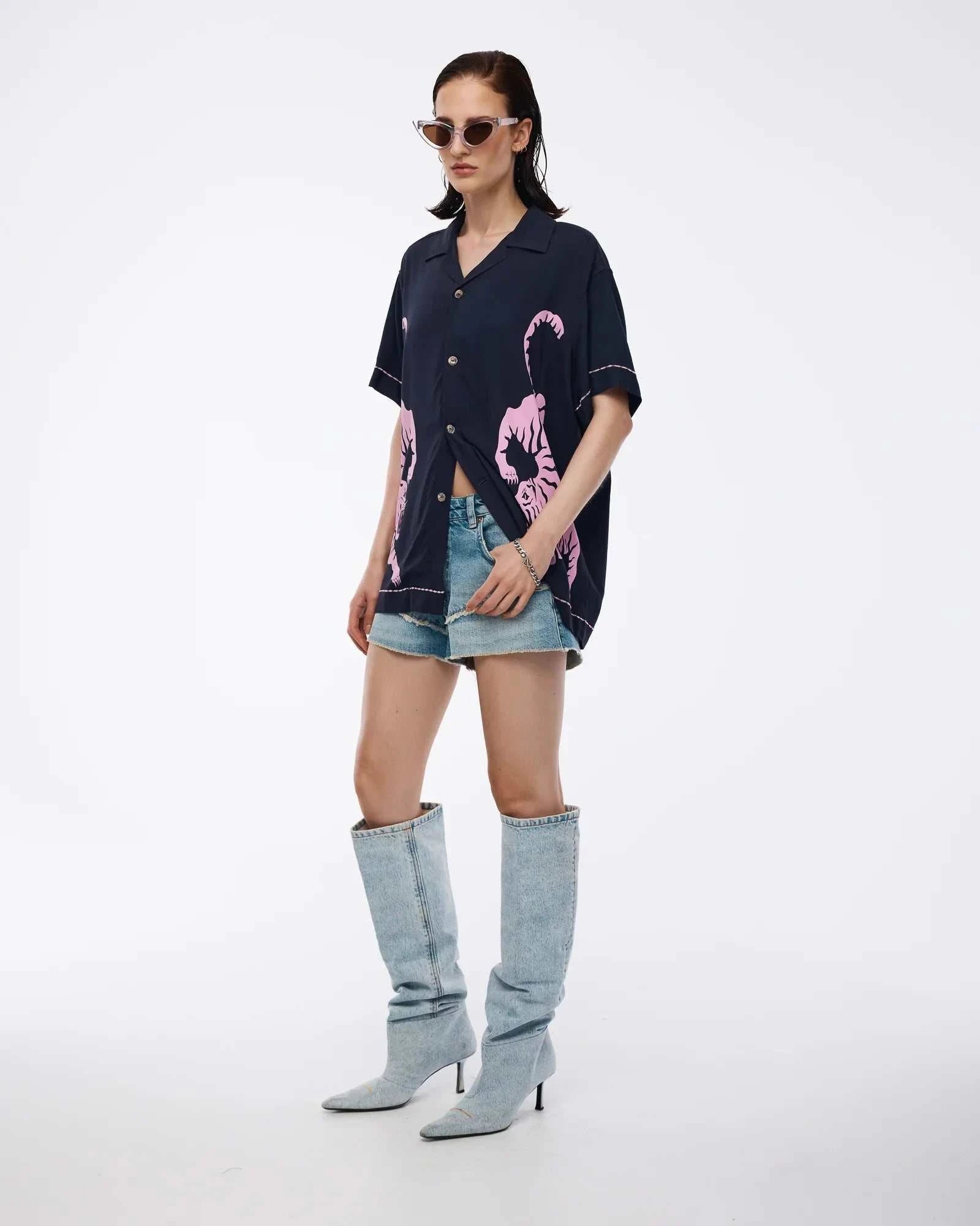 The Tales Crouching Tiger Camp Shirt Midnight