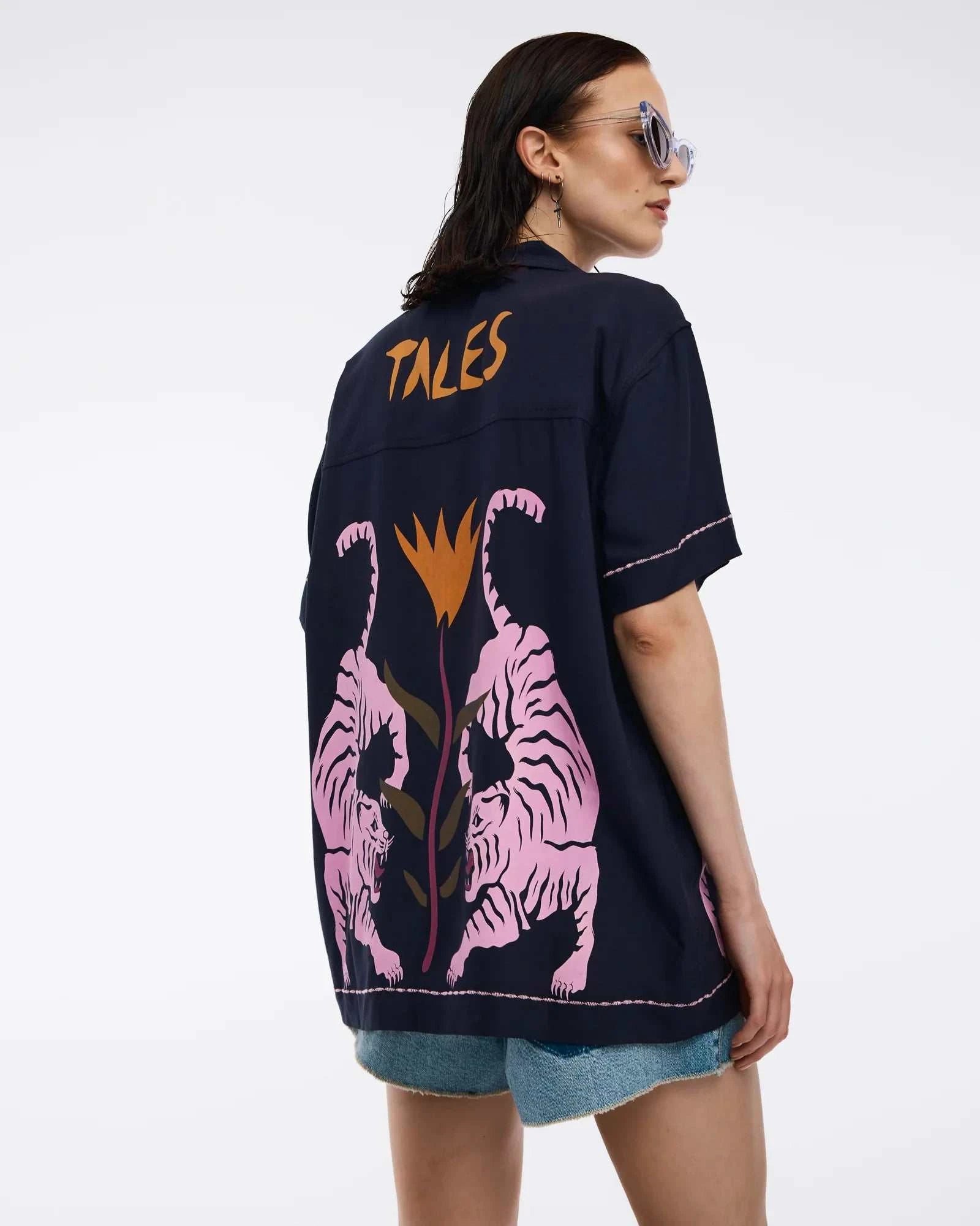 The Tales Crouching Tiger Camp Shirt Midnight