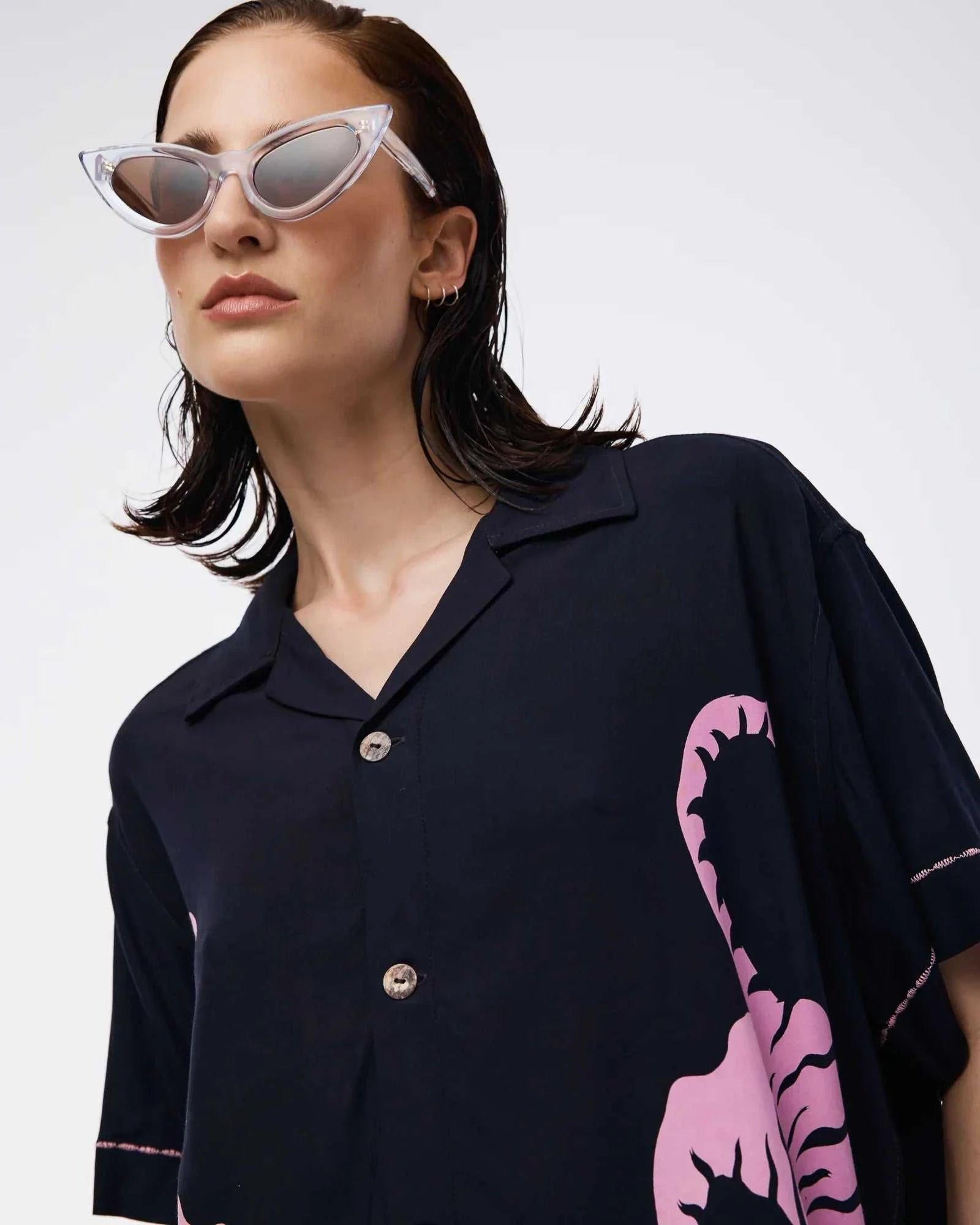 The Tales Crouching Tiger Camp Shirt Midnight