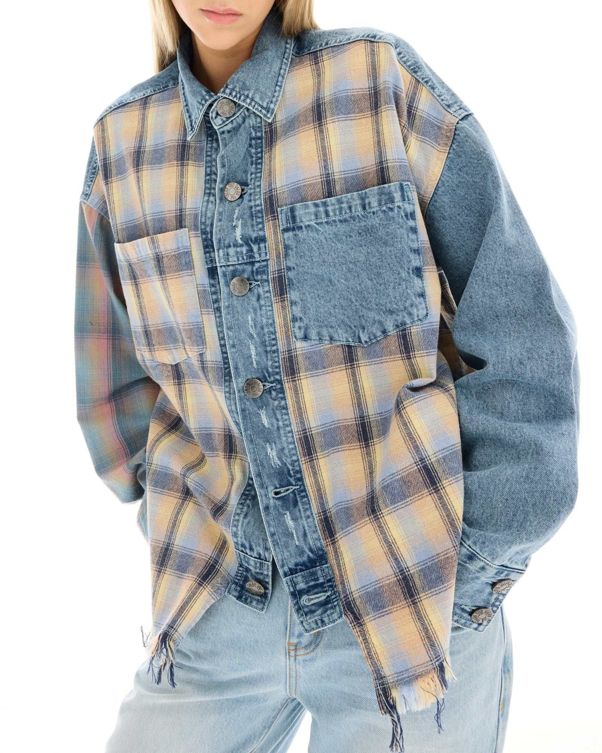 Tales Denim And Check Cotton Shirt