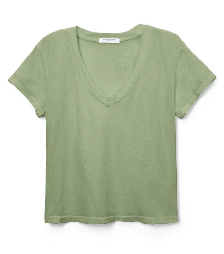 Perfectwhitetee Hendrix Short Sleeve V Neck Aloe