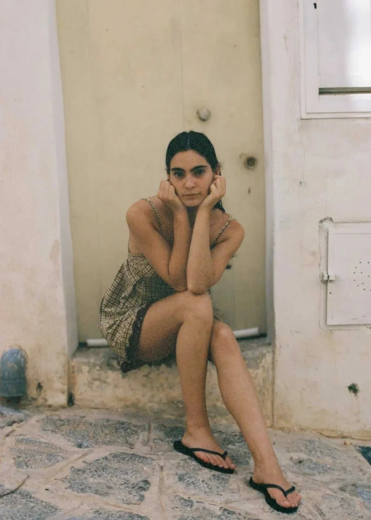 Ciao Ciao Vacation Tartan Babydoll Brown Check Mini Dress