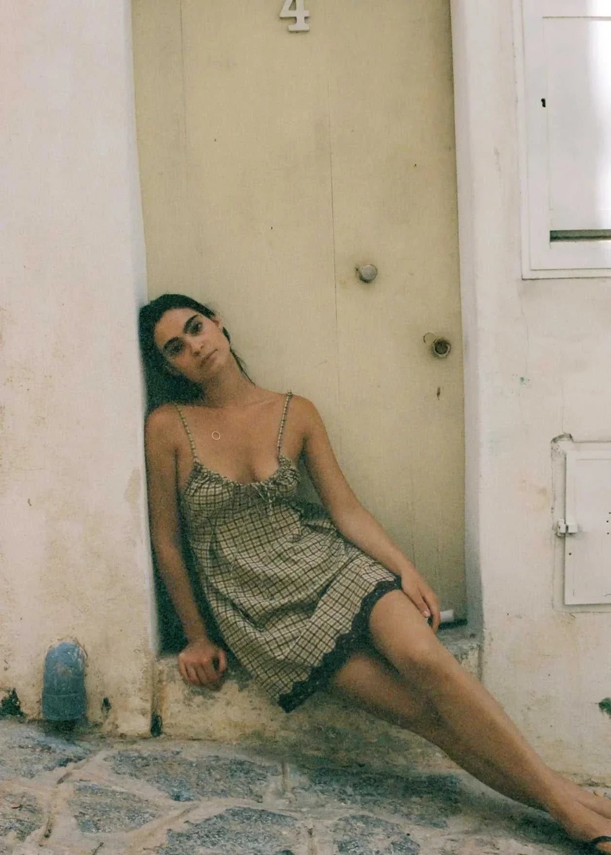 Ciao Ciao Vacation Tartan Babydoll Brown Check Mini Dress