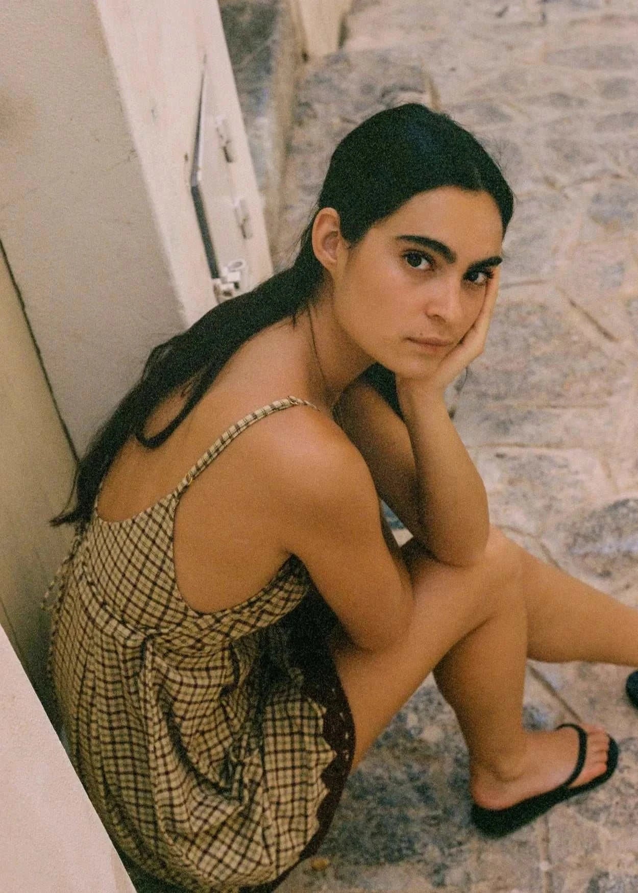 Ciao Ciao Vacation Tartan Babydoll Brown Check Mini Dress