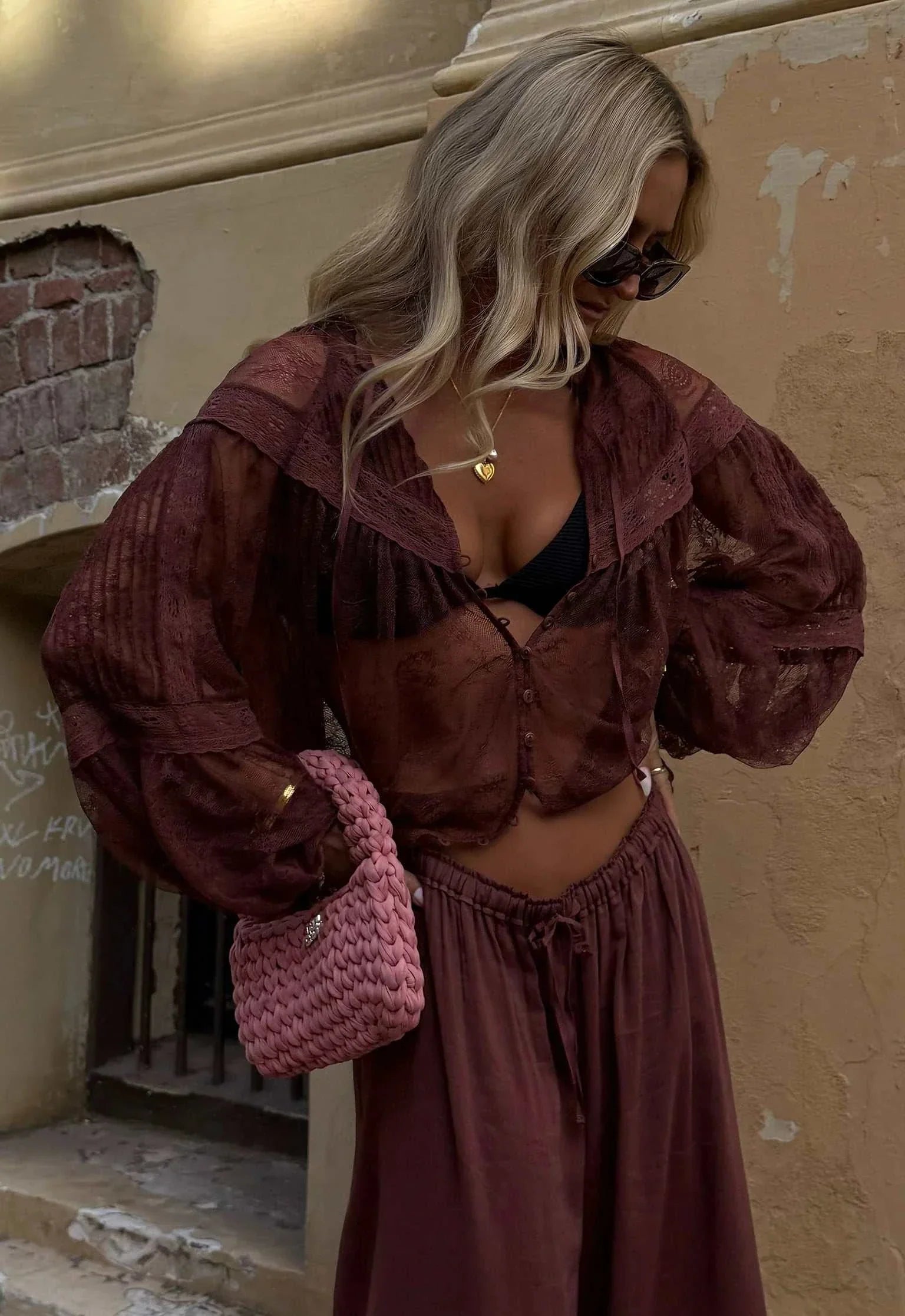 Spell Teodora Lace Blouse Fudge