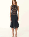 Rowie Tessa Silk Midi Skirt Noir
