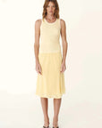 Rowie Tessa Silk Midi Skirt Lemon