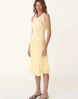 Rowie Tessa Silk Midi Skirt Lemon