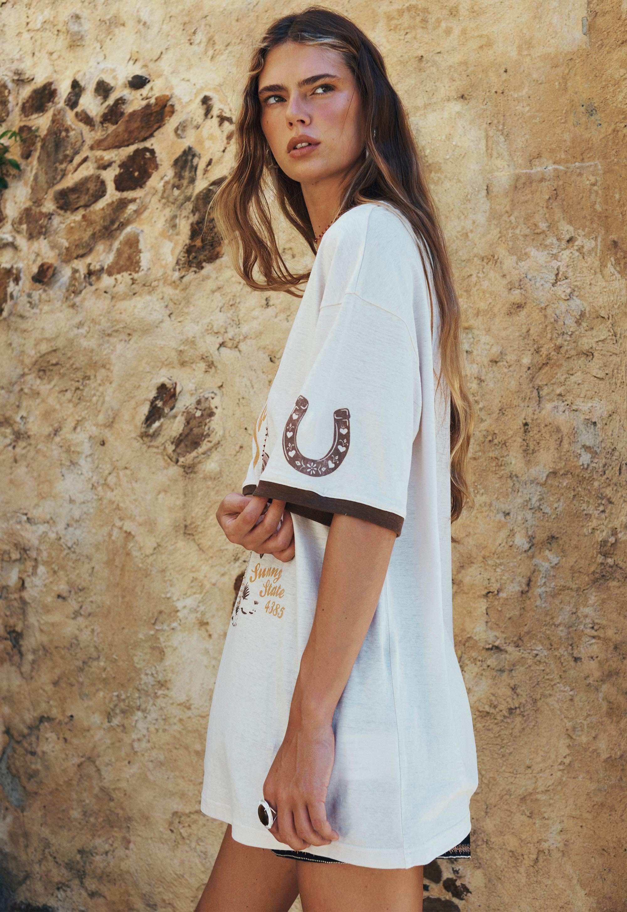 Spell Texas Sweetheart Oversized Tee Vintage Cream