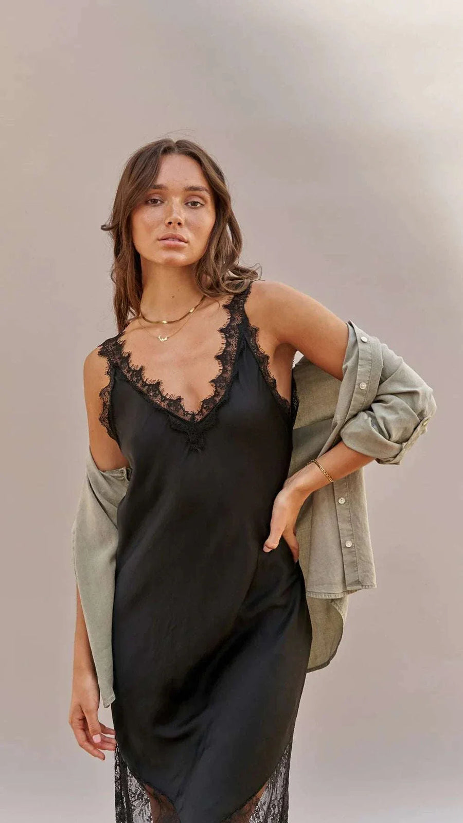 Charli Solange Slip Dress Black