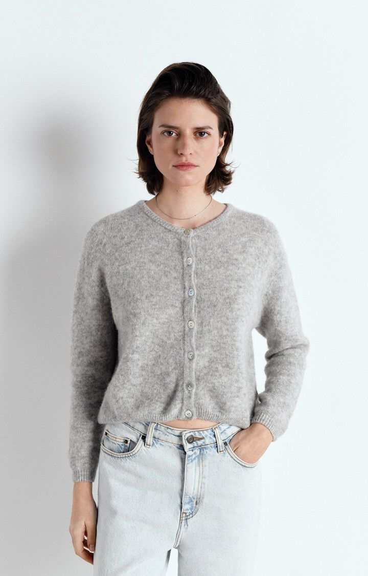 American Vintage Vitow Womens Cardigan Melange Light Grey