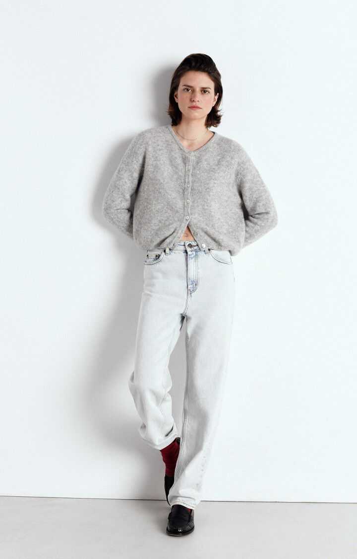 American Vintage Vitow Womens Cardigan Melange Light Grey
